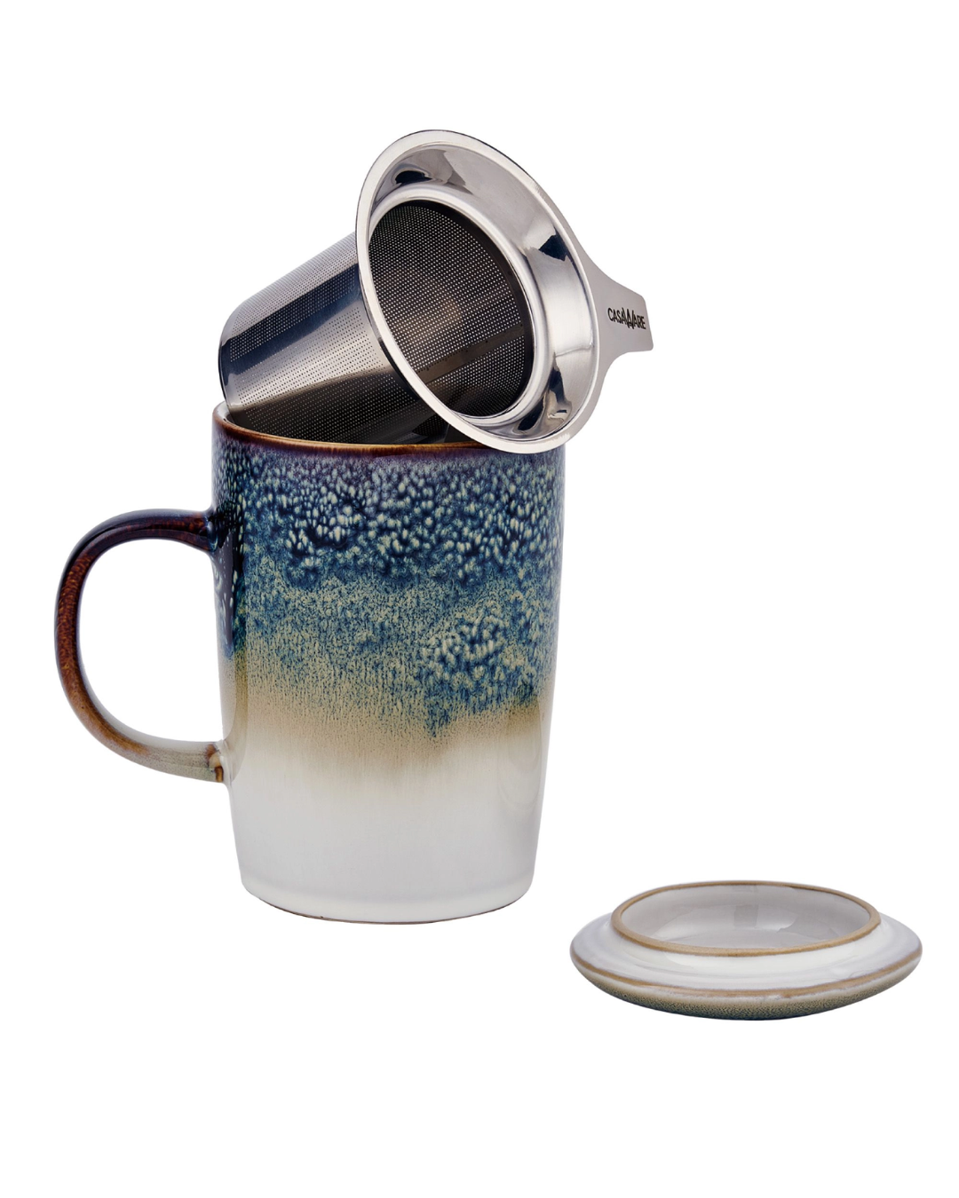 16 oz Crackle Glaze Tea Infuser Mug Set (Himalayan Pine)